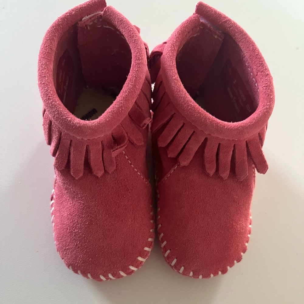 Pink Minnetonka moccasins